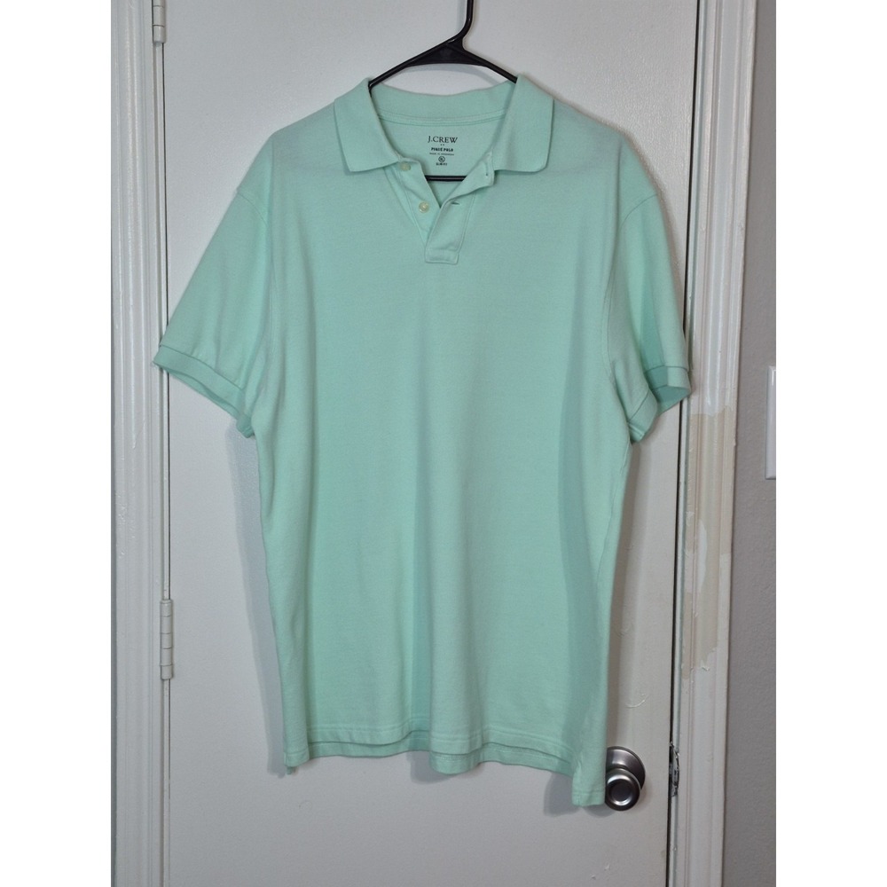J.Crew Piqué‎ Polo Shirt Sz XL Slim Fit Green Cotton Short Sleeve Classic Preppy